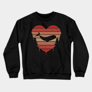 Cute Red Vintage Heart Whales 80s Valentine Day Love Gift Idea Crewneck Sweatshirt